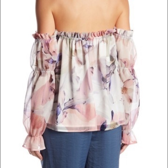 VINCE CAMUTO Off the Shoulder Floral Peasant Top S - Picture 5 of 7